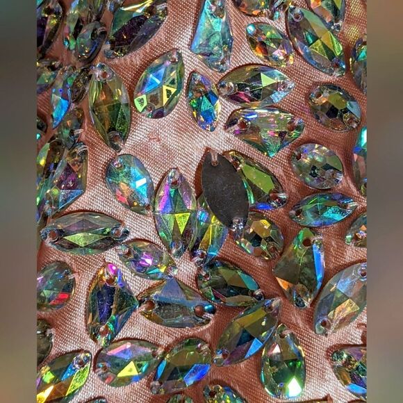 Star Box Sleeveless Formal Dress, Crystal Top & A Light Tangerine Color Size XXL - Picture 10 of 13